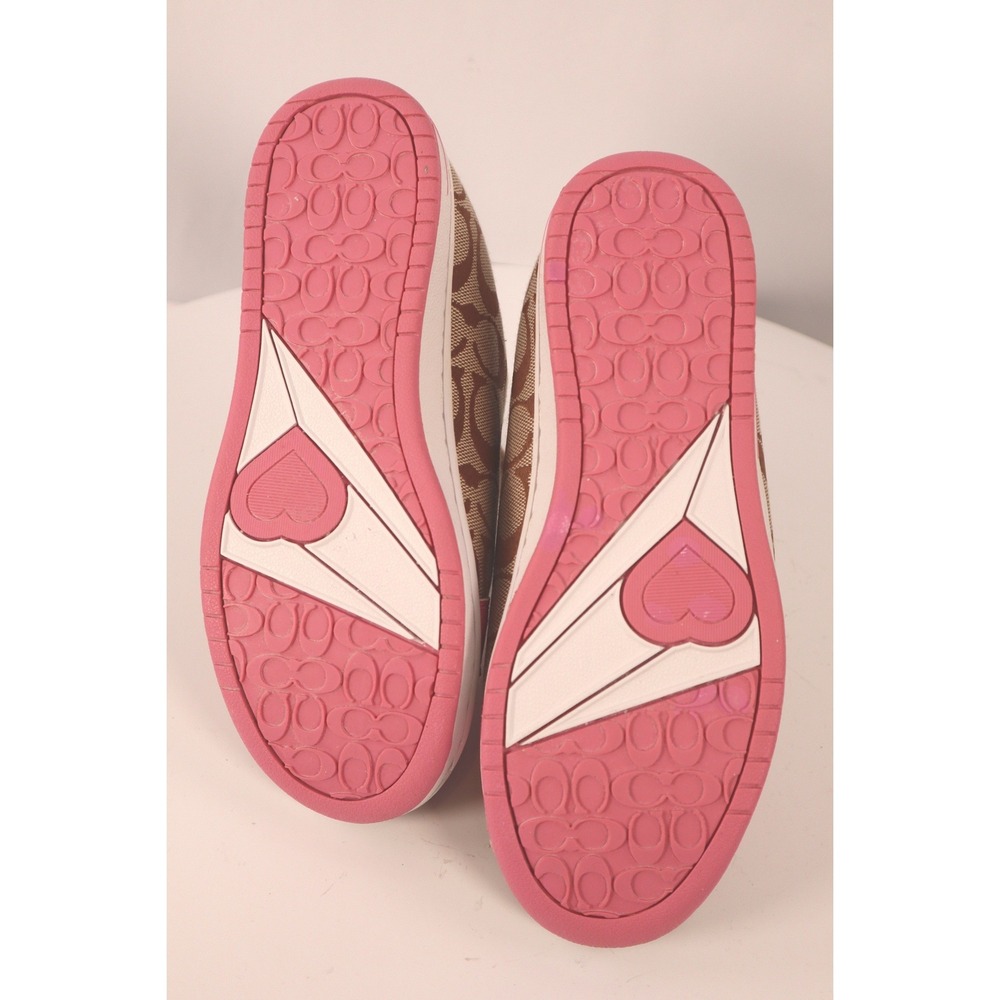 Coach Signature Monogram Canvas Low Sneakers Brown Pink Leather Trim-Size 8.5 - Picture 9 of 9